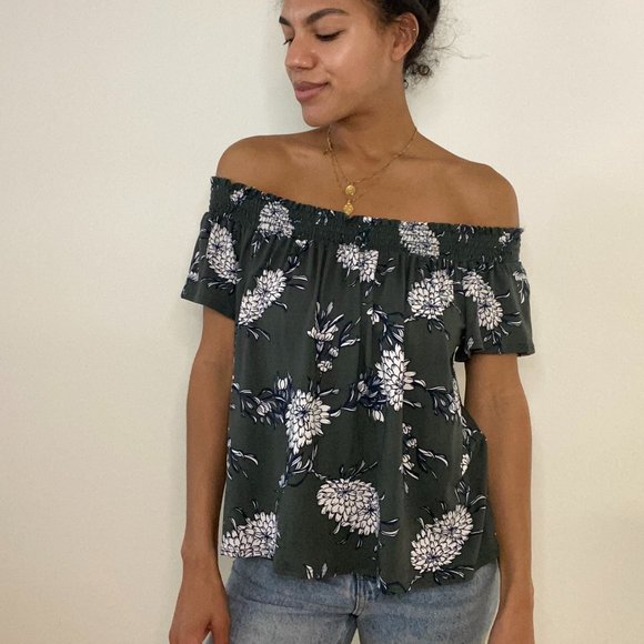 Floral Knit Off Shoulder Top - Picture 1 of 4